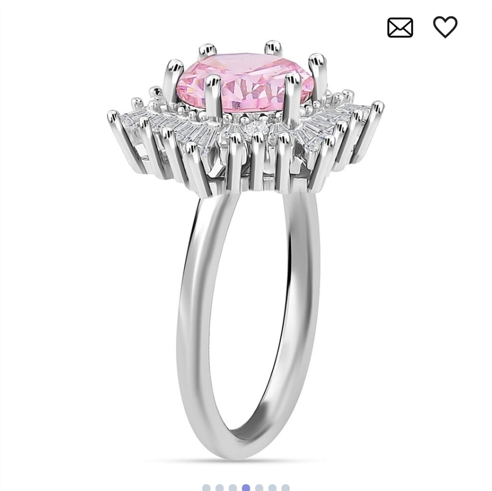 🆕Simulated Pink and White Diamond Ring (Size 8.0), Earrings & Pendant Necklace - Picture 4 of 7